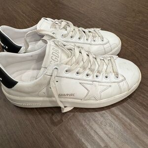 Golden Goose Women's Purestar white and black patent leather sneakers